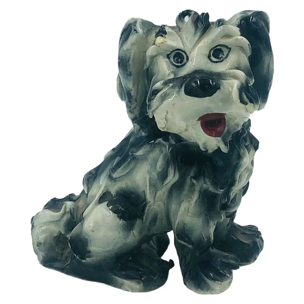 Vintage Spaghetti Dog Scruffy Terrier Pottery Hand Painted Italy 5